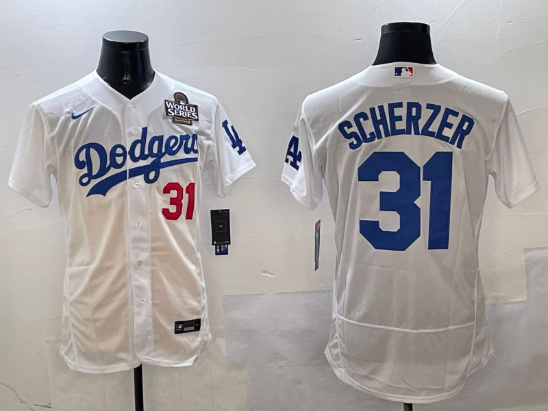 Men Los Angeles Dodgers 31 Scherzer White Elite 2025 Nike MLB Jersey style 3203